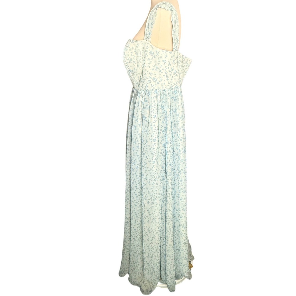 AW Bridal Skyblue Star Floral Maxi Dress Women 16 Blue White Square Neck Formal - Picture 4 of 12
